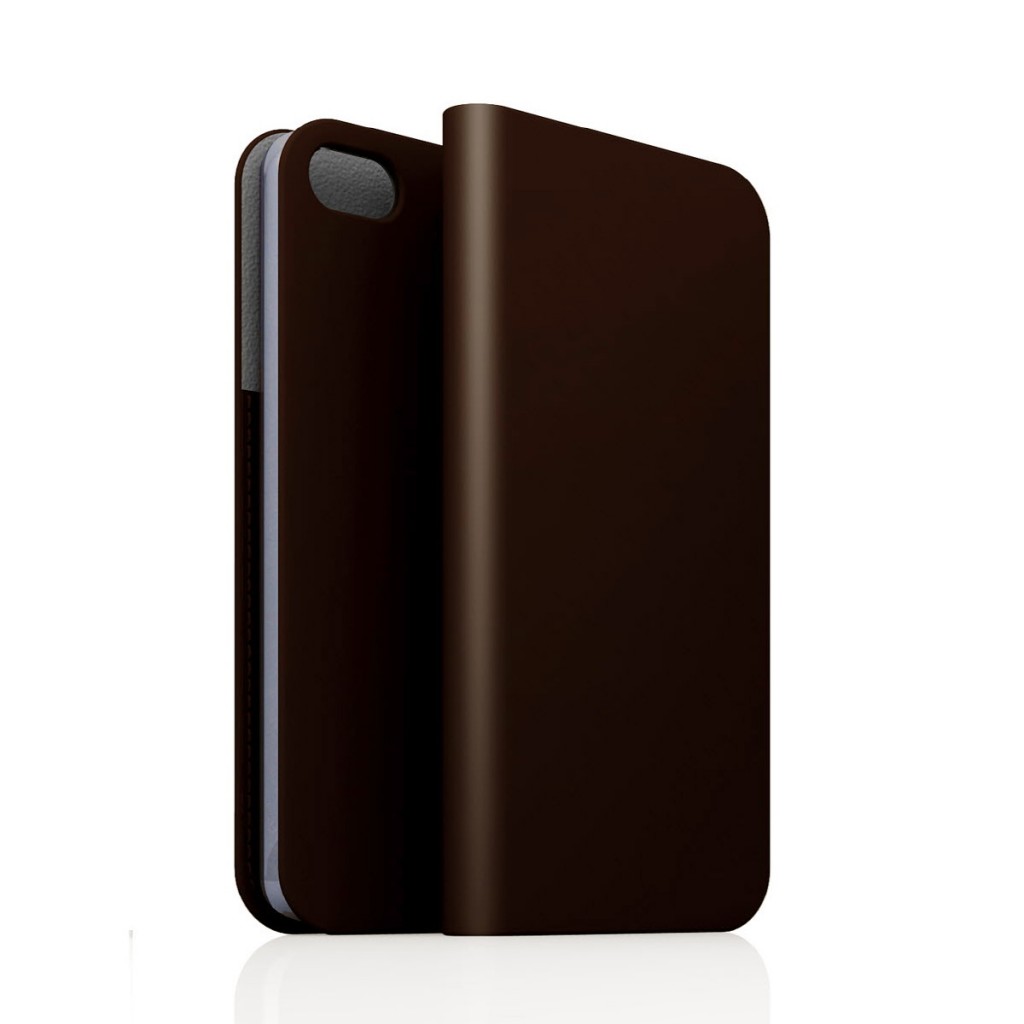 [iPhone5/5s] D5 Calf Skin Leather Diary ダークブラウン