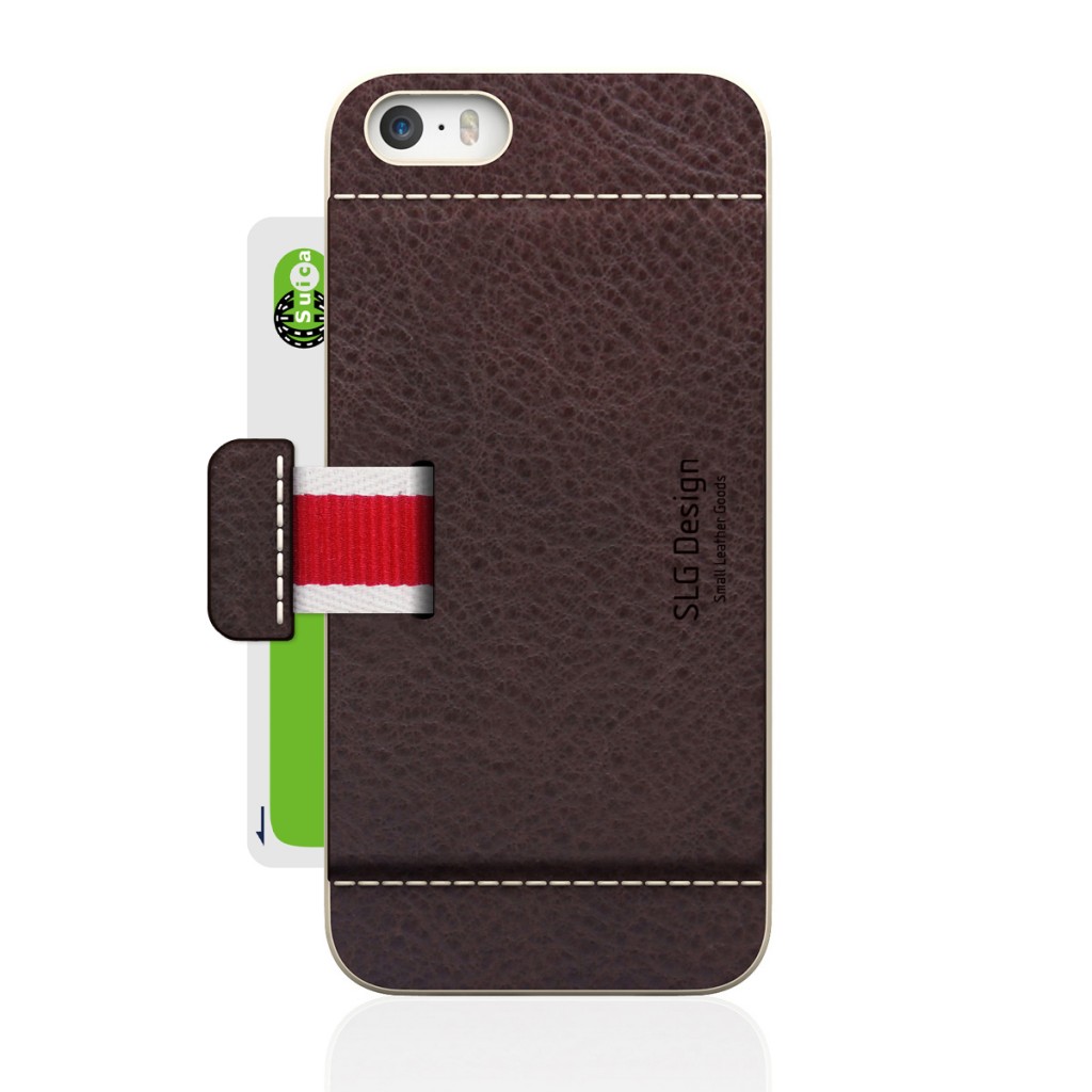 [iPhone5/5s] D6 Italian Minerva Box Leather Card Pocket Bar チョコ