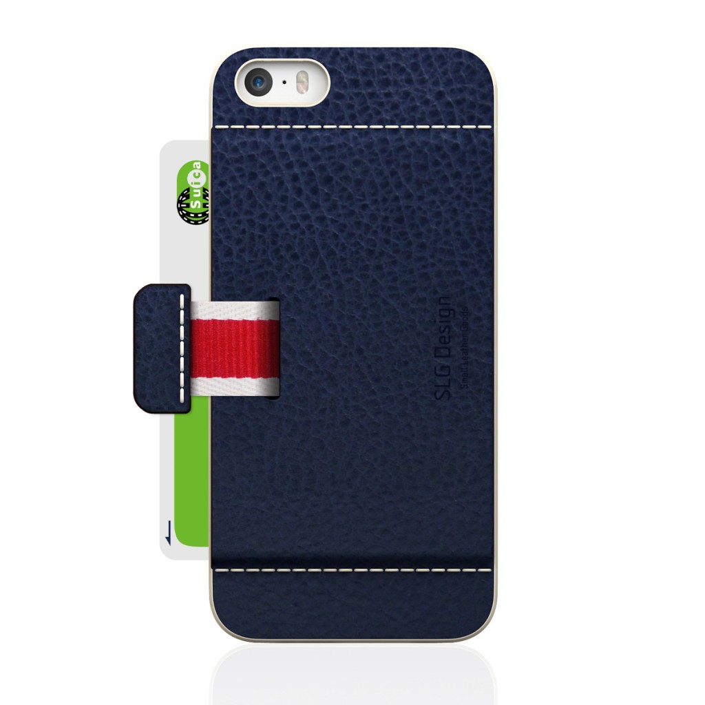 [iPhone5/5s] D6 Italian Minerva Box Leather Card Pocket Bar ネイビー