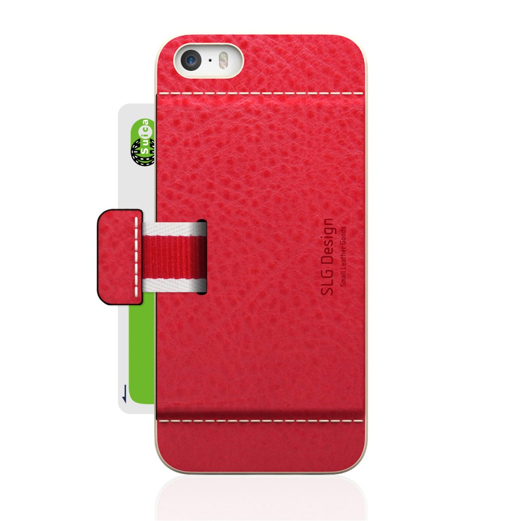[iPhone5/5s] D6 Italian Minerva Box Leather Card Pocket Bar レッド