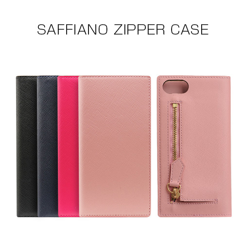 【iPhone SE（第3世代）/ SE（第2世代） 8/7】Saffiano Zipper Case